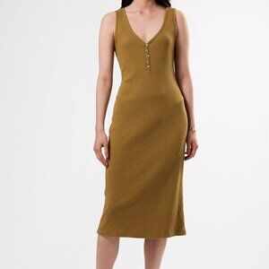 NWT Amour Vert Deacon Organic Cotton Modal Rib Dress in Elm